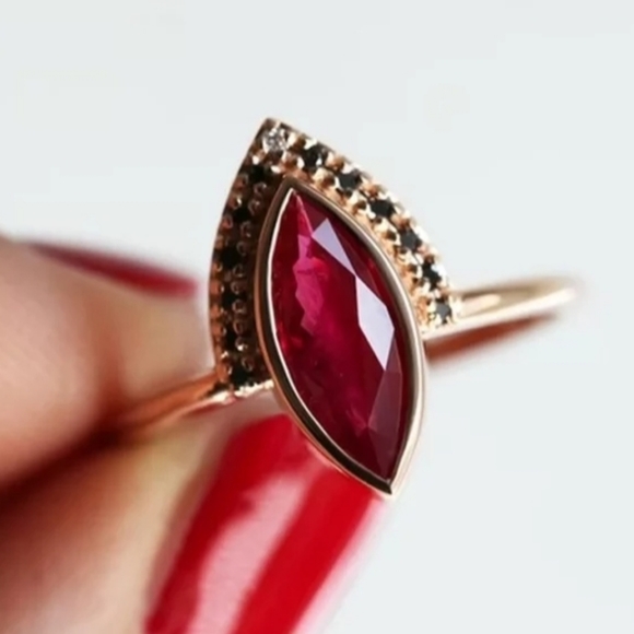 18K Rose Gold tone Rubi Ring Size 8 - Picture 4 of 7